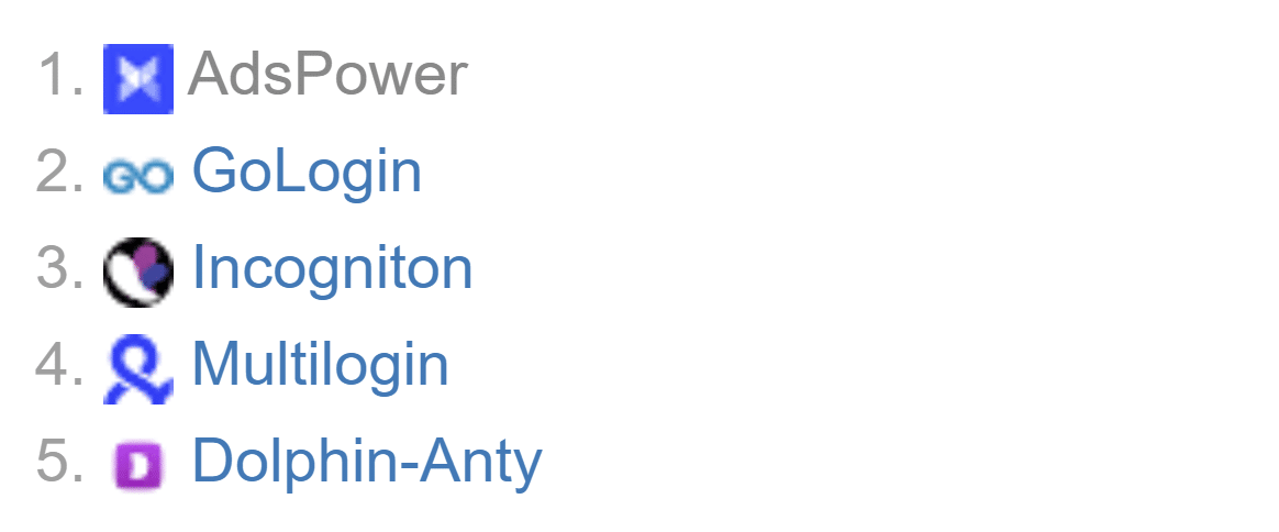 Supported anti-detect browsers: AdsPower, GoLogin, Incogniton, Multilogin, Dolphin-Anty